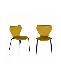 Комплект из 2 х стульев Seven Style горчичный велюр с чёрными ножками Bradexhome
