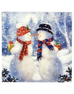 Салфетки BOQUET Снеговики с подарками 3 слойные 33х33см 20шт Bouquet