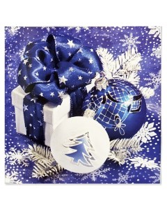 Салфетки BOQUET Новогодняя композиция синяя 3 слойные 33х33см 20шт Bouquet