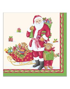 Салфетки BOQUET Дед Мороз с подарками 3 слойные 24х24см 25шт Bouquet