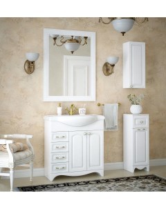 Мебель для ванной комнаты 81 см Классика напольная белая Corozo