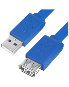 Кабель удлинитель USB 2 0 Af USB 2 0 Am плоский 50см синий GCR UEC2M2 BD 0 5m Greenconnect