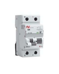 Автомат дифференциальный Averes DVA 6 25А 100 мА 1P N тип A 6 кА rcbo6 1pn 25C 100 a av Ekf