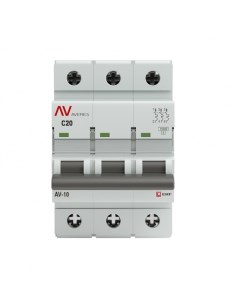 Автоматический выключатель Averes AV 10 3P 20А тип C 10 кА 400 В на DIN рейку mcb10 3 20C av Ekf
