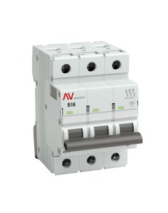 Автоматический выключатель Averes AV 6 3Р 16А тип B 6 кА 400 В на DIN рейку mcb6 3 16B av Ekf