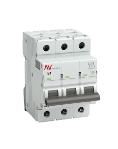 Автоматический выключатель Averes AV 6 3Р 4А тип B 6 кА 400 В на DIN рейку mcb6 3 04B av Ekf