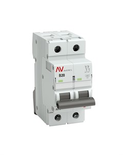 Автоматический выключатель Averes AV 6 2Р 20А тип B 6 кА 230 В на DIN рейку mcb6 2 20B av Ekf