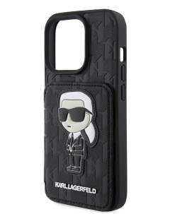 Чехол для iPhone 15 Pro с карманом для карт Karl Ikonik Hard Black Karl lagerfeld