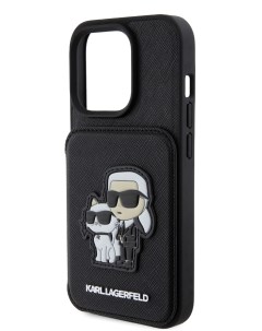 Чехол для iPhone 15 Pro с карманом для карт NFT Karl Choupette Hard Black Karl lagerfeld