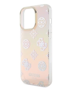 Чехол для iPhone 15 Pro со шнурком Hard Iridescent Pink Guess