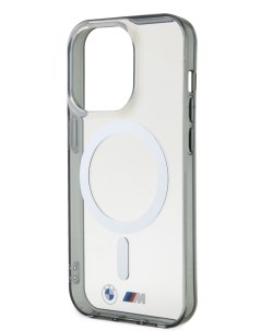 Чехол для iPhone 15 Pro с MagSafe M Collection Silver Ring прозрачный Bmw