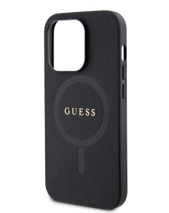 Чехол для iPhone 15 Pro с MagSafe metal logo Hard Black Guess