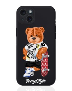 Чехол для смартфона iPhone 15 Plus со скейтом силиконовый черный Tony style