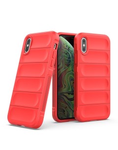Противоударный чехол Flexible Case для iPhone XS Max красный Black panther