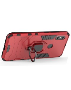 Противоударный чехол с кольцом Panther Case для Xiaomi Redmi Note 6 Pro красный Black panther
