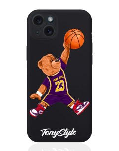 Чехол для смартфона iPhone 15 Plus баскетболист с мячом силиконовый черный Tony style