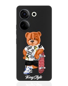 Чехол для смартфона Tecno Camon 20 20 Pro 4G черный силиконовый со скейтом Tony style