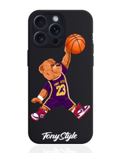 Чехол для смартфона iPhone 15 Pro Max баскетболист с мячом силиконовый черный Tony style