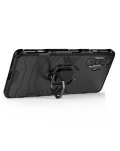 Противоударный чехол с кольцом Panther Case для Xiaomi Poco F3 GT черный Black panther
