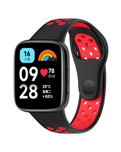 Двухцветный силиконовый ремешок для Watch 3 Lite Watch 3 Active черно красный Redmi