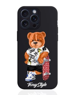 Чехол для смартфона iPhone 15 Pro Max со скейтом силиконовый черный Tony style