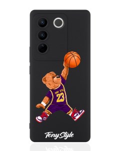 Чехол для смартфона Vivo V27 черный силиконовый баскетболист с мячом Tony style