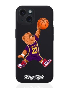 Чехол для смартфона iPhone 15 баскетболист с мячом силиконовый черный Tony style