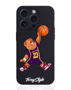 Чехол для смартфона iPhone 15 Pro баскетболист с мячом силиконовый черный Tony style