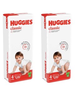 Подгузники Classic Soft Dry Дышащие 4 размер 7 18кг 50 шт 2 упаковки Huggies