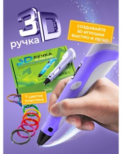 3D ручка 3D Pen PRO фиолетовая с набором пластика и 10 трафаретами Ecc market