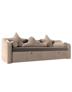 Детский диван кровать Рико велюр коричневый бежевый Лига диванов