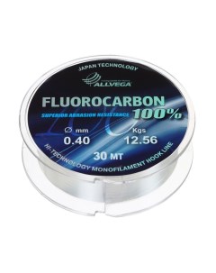 Леска монофильная Fx Fluorocarbon 100 0 40 мм тест 12 56 кг 30 м прозрачная Allvega