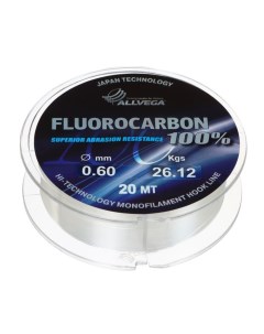 Леска монофильная Fx Fluorocarbon 100 20м 0 60мм 26 12кг флюорокарбон 100 Allvega