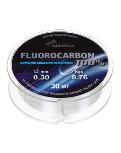 Леска монофильная Fx Fluorocarbon 100 30м 0 30мм 8 76кг флюорокарбон 100 Allvega