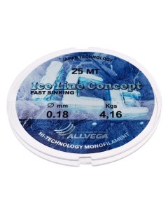 Леска монофильная зимняя Ice Line Concept 0 18мм 25м 4 16кг прозрачная Allvega