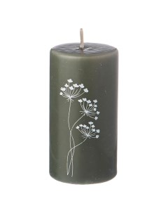 Свеча столбик цветы оливковая Новый Год 10 см 315 364 Bronco