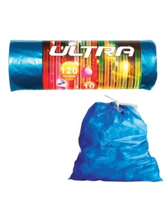 Пакеты для мусора 120л КБ Ultra 70x110см 30мкм синие ПВД 10шт с завязками 35 уп Концепция быта