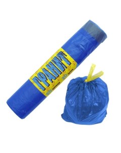 Пакеты для мусора 60л КБ Гранит 60x70см 15мкм синие ПНД 20шт с завязками 20 уп Концепция быта