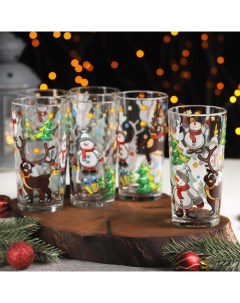 Набор стаканов Рождественская сказка стеклянный 250 мл 6 шт Декостек