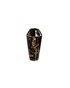 18H3296 BL Ваза керамическая черная с золотым декором d14 5 30см Garda decor