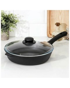 Сковорода универсальная 26 см черный посуда чугунная 260х60 б6062 Камская посуда