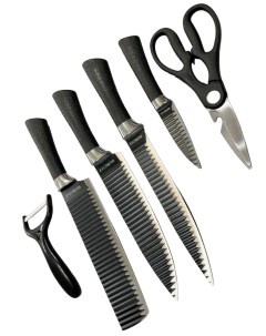 Набор кухонных ножей CKN 042 в подарочной упаковке 6 предметов черный Nobrand