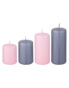 Набор свечей серый и розовый Новый Год 4 шт 7 см 348 866 Adpal