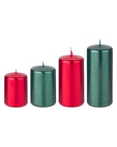 Набор свечей красный и зеленый металлик Новый Год 4 шт 7 см 348 864 Adpal