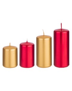 Набор свечей красный и золотой металлик Новый Год 4 шт 7 см 348 863 Adpal