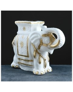 Фигура подставка Слон бело золотой 21х54х43см Хорошие сувениры