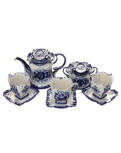 Набор чайный на 6 персон с xудожественной росписью Гжельское чаепитие Тульские самовары