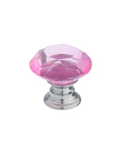 Ручка кнопка цвет розовый Алмаз стеклянная d 25 мм Cappio