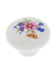 Ручка кнопка FLOWER Ceramics 017 керамическая белая Tundra