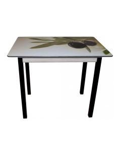 Кухонный стол As 59 90х60х76 5 см бежевый с рисунком Олива цифровая УФ печать Алдио